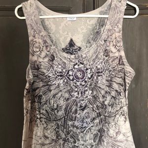 Tank top with blinged cross design